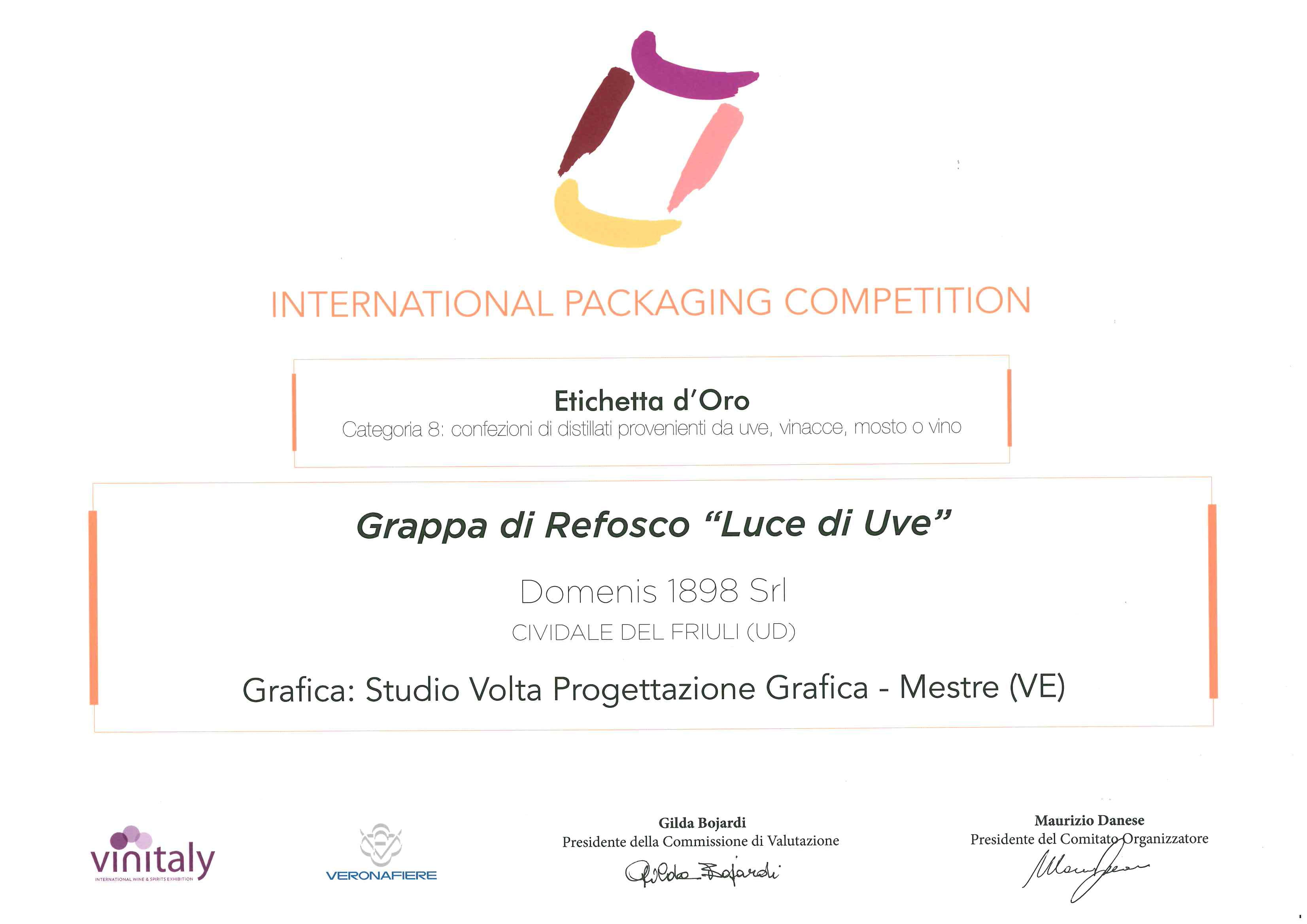 International Packaging Competition – Diploma di Etichetta d’Oro