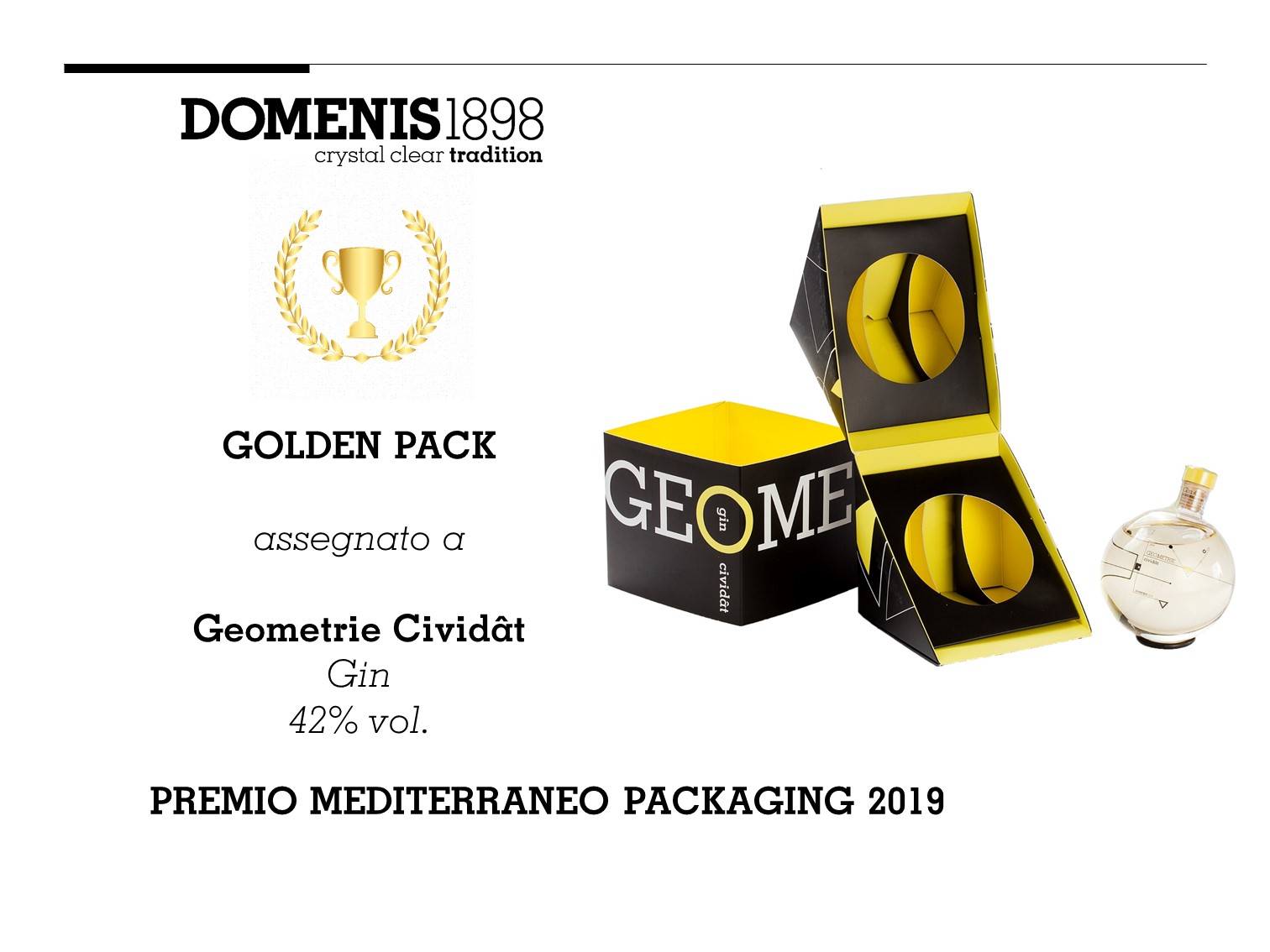 PREMIO MEDITERRANEO PACKAGING 2019 – GOLDEN PACK – GEOMETRIE CIVIDÂT