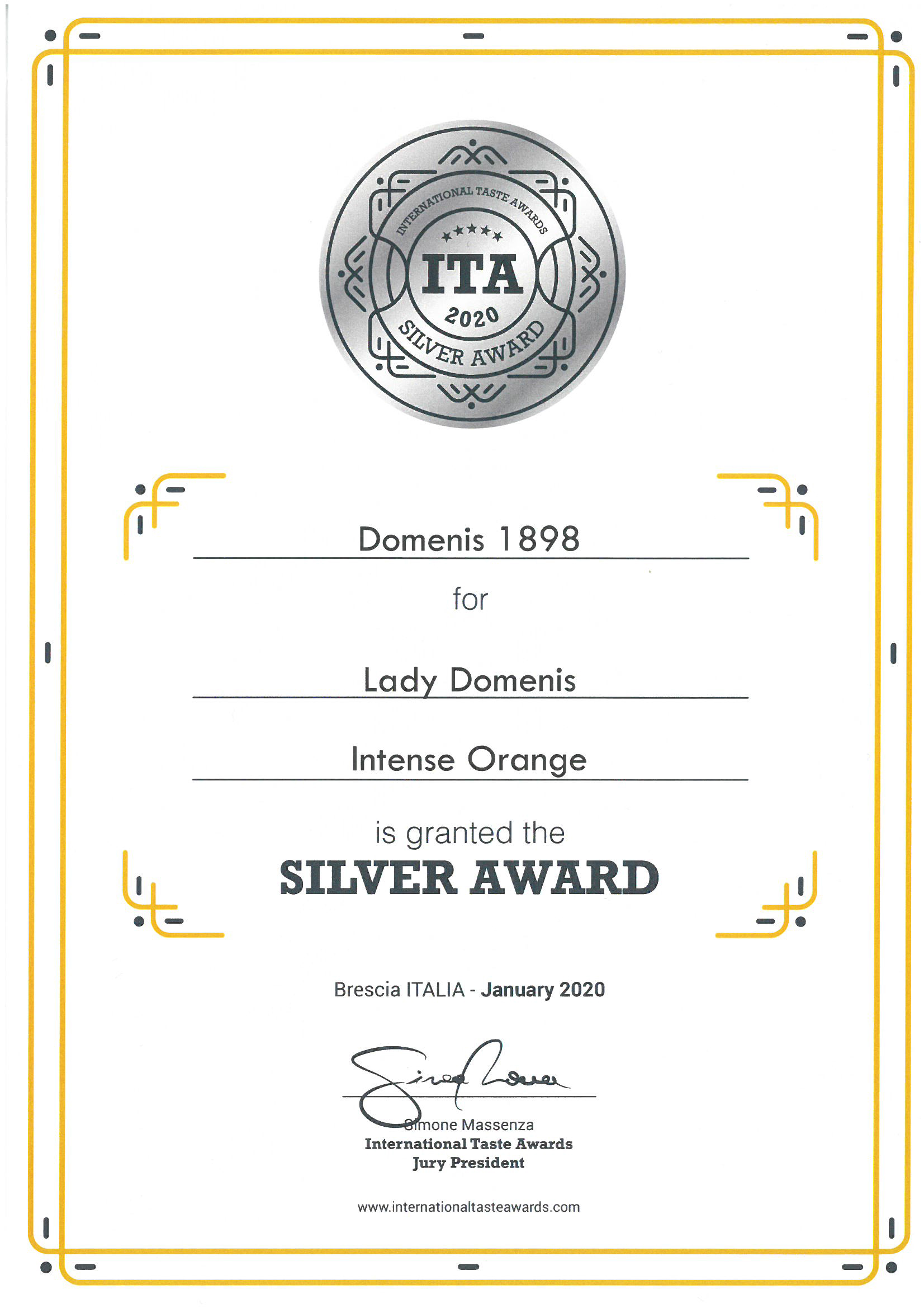 International Taste Awards 2020 – LADY Domenis Intense Orange