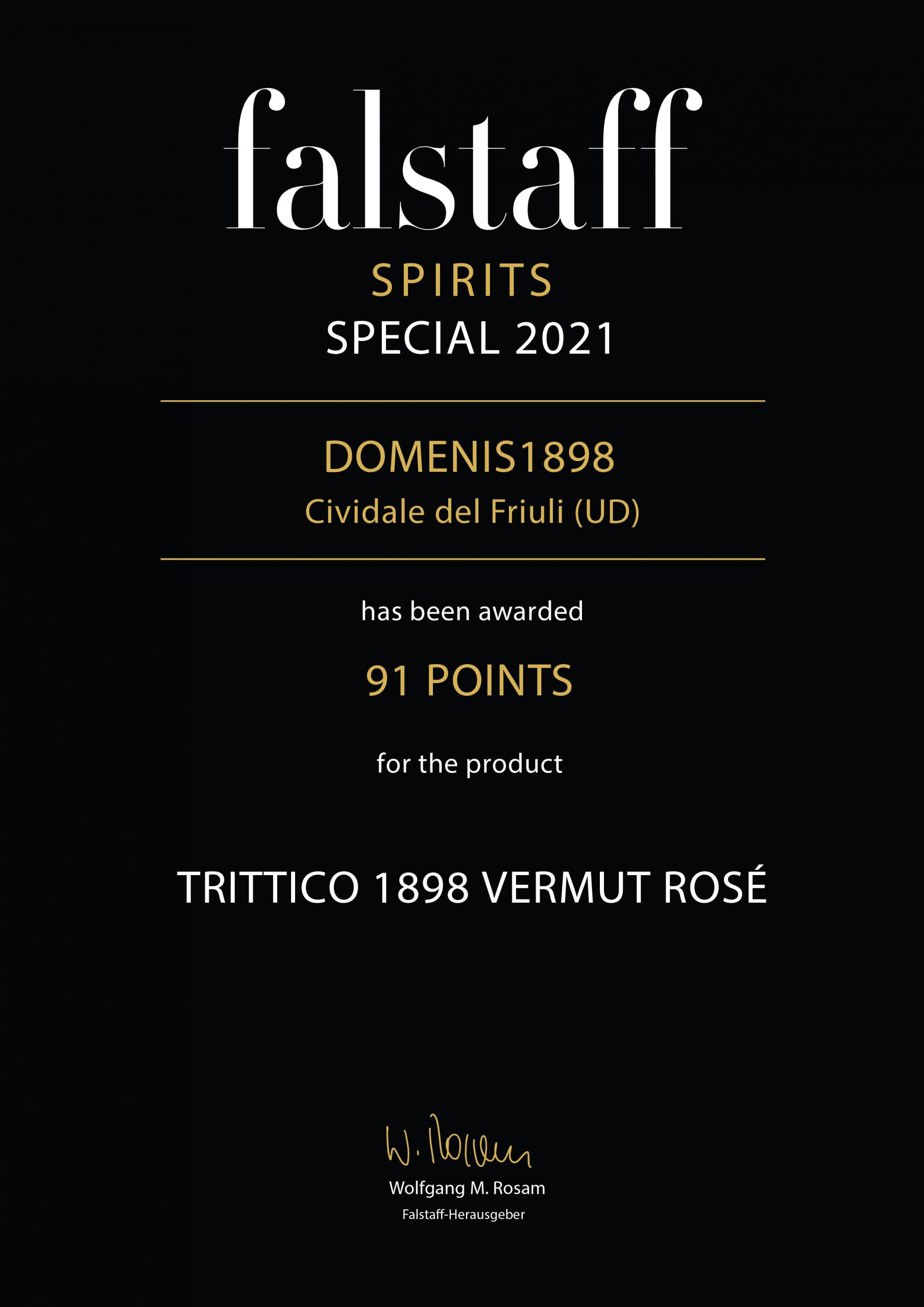 Falstaff Spirits Special 2021 – Trittico 1898 Vermut Rosè