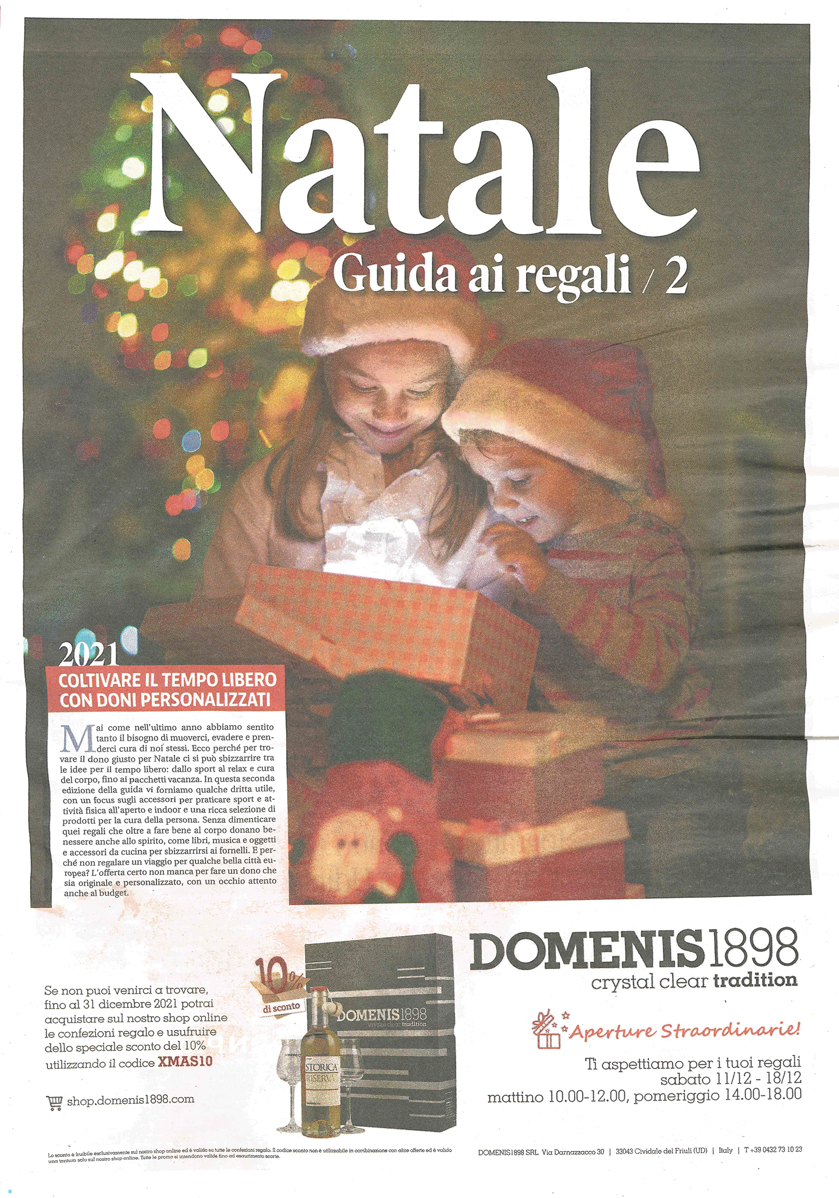 2021 dicembre 11: Messaggero Veneto – Natale, Guida ai regali 2
