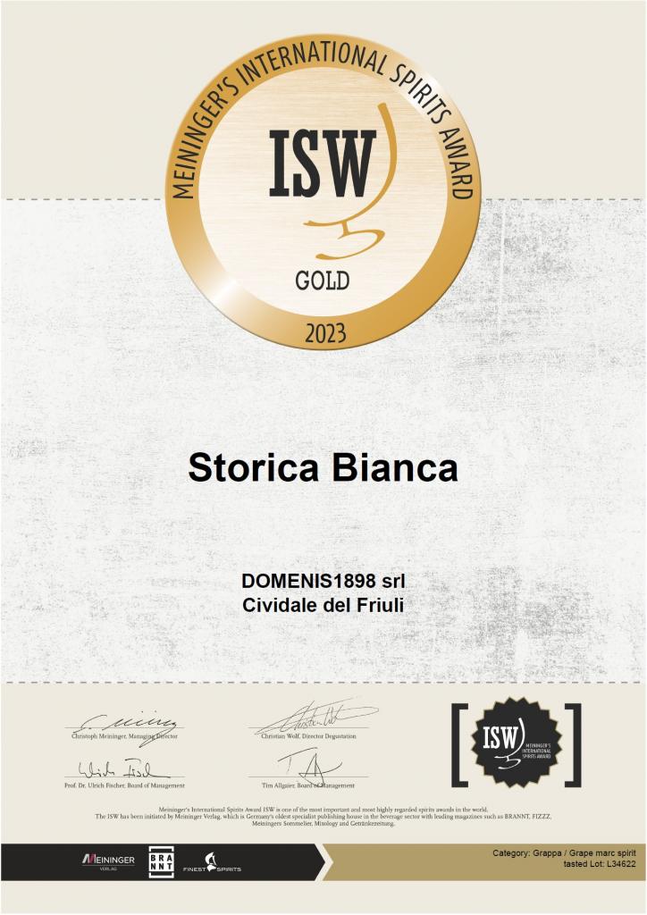 Meininger's International Spirits Award - Gold Medal - Storica Bianca
