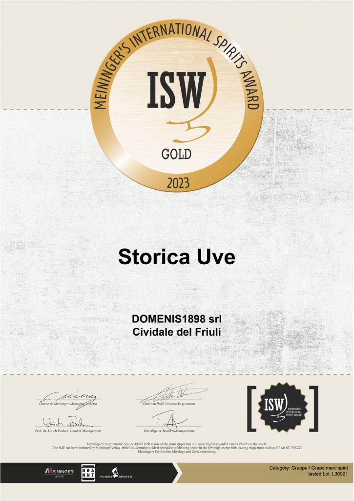 Meininger's International Spirits Award - Gold Medal - Storica Uve