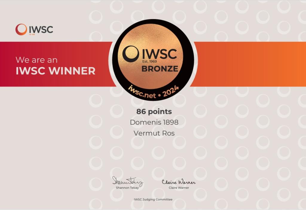 IWSC Winner 2024 - Bronze Medal - Vermut Ros